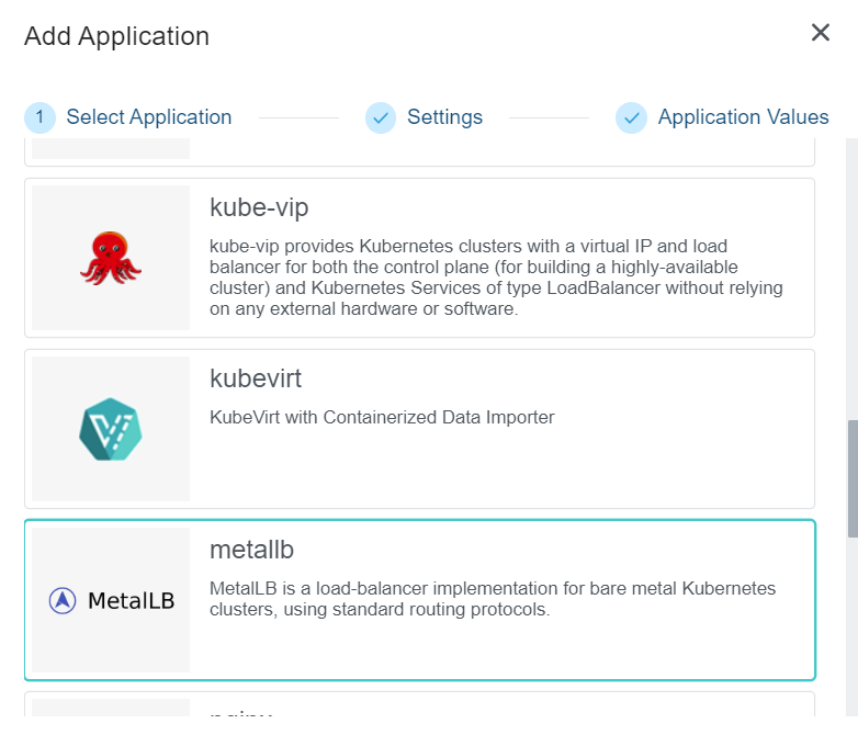 Select MetalLB Application